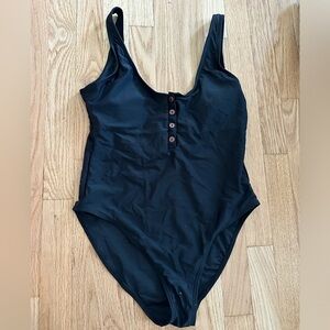 Black one piece swimsuit low back